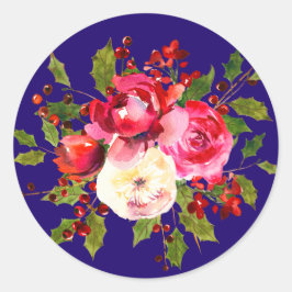 Adesivo Redondo Rosas de Natal Holly e Berries