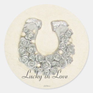 Adesivo Redondo Rosas de prata Handfasting Wedding em ferradura