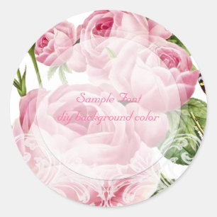 Adesivo Redondo rosas de vintage rosa PixDezine