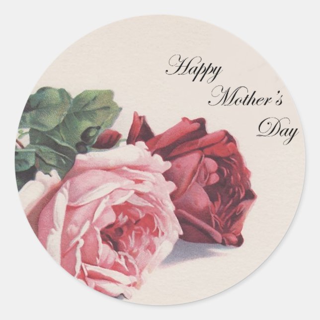 Adesivo Redondo Rosas dias de as mães (Frente)