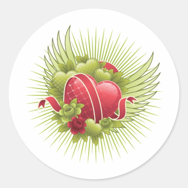 Adesivo Redondo Rosas e Asas (Frente)