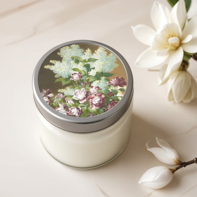 Adesivo Redondo Rosas e Lilacs (Criador carregado)