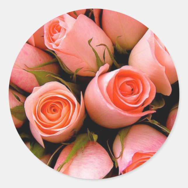 ADESIVO REDONDO ROSAS ELEGANTES DE CASAMENTO ENVELOPE SINAIS (Frente)