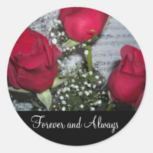 Adesivo Redondo Rosas Elegantes - Para sempre e Sempre