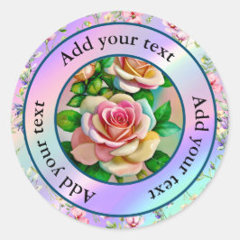 Adesivo Redondo Rosas Elegantes Rosa e Amarelo Aquarela Pastel