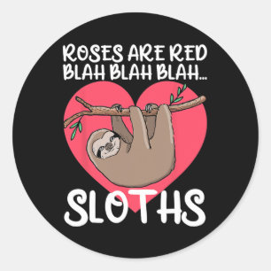 Adesivo Redondo Rosas Engraçados São Flores Vermelhas Camisa Sloth