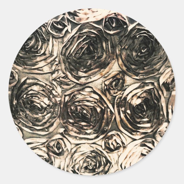 Adesivo Redondo Rosas Glamour Dourado Bronze Floral Glam Rústico (Frente)