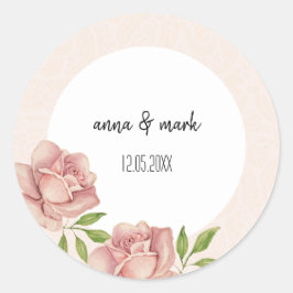 Adesivo Redondo Rosas Lilases Moles Aquarela