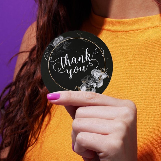 Adesivo Redondo Rosas Negras Elegantes (Criador carregado)