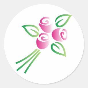 Adesivo Redondo Rosas no branco