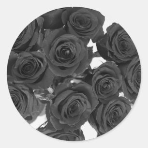 Adesivo Redondo Rosas Pretas Casamento Romântico Elegante
