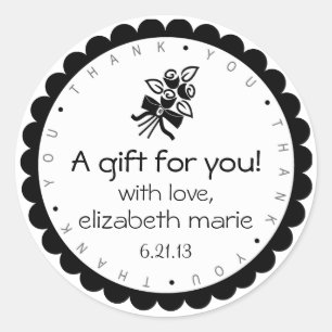 Adesivo Redondo Rosas Pretos Obrigado