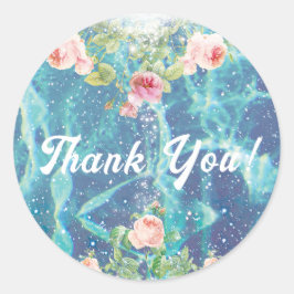 Adesivo Redondo Rosas românticas e faíscas agradecem