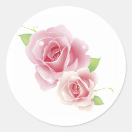 Adesivo Redondo Rosas Rosa Bonitas Rapariga Bonitas Retro Floral