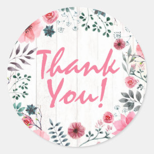 Adesivo Redondo Rosas Rosa Chique De Madeira Russo Obrigado