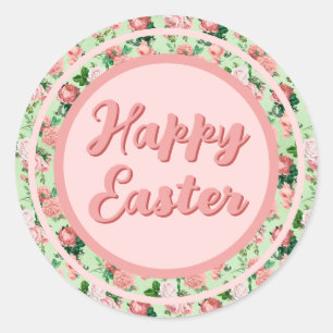 Adesivo Redondo Rosas Rosa do Estilo Vintage