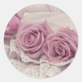 Adesivo Redondo Rosas Rosa E A Vida Estática Do Lace