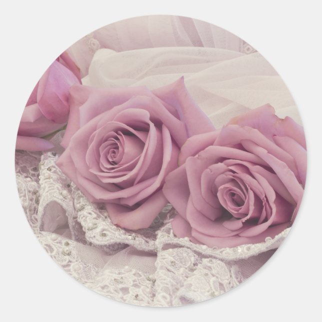 Adesivo Redondo Rosas Rosa E A Vida Estática Do Lace (Frente)