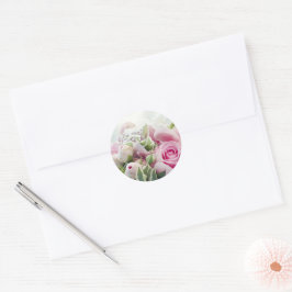 Adesivo Redondo Rosas rosa e Selo de Envelope Elegante de Peony Bu