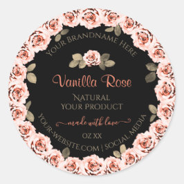 Adesivo Redondo Rosas Rosa Floral Rótulos de Embalagem de Produtos