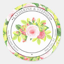 Rosas Rosa Watercolor Boho Floral Return Address