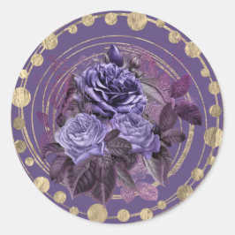 Adesivo Redondo Rosas Roxos de Halloween