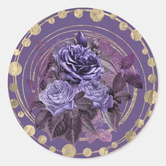 Adesivo Redondo Rosas Roxos de Halloween (Frente)