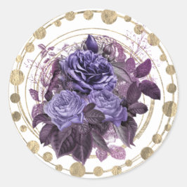 Adesivo Redondo Rosas Roxos de Halloween