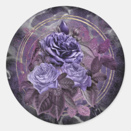 Adesivo Redondo Rosas Roxos de Halloween