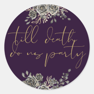 Adesivo Redondo Rosas Roxos E Dourados Favor De Casamento Gótico F