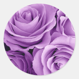 Adesivo Redondo Rosas ROXOS - selo do envelope do casamento