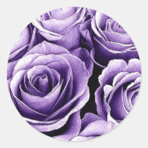 Adesivo Redondo Rosas ROXOS VIOLETAS - selo do envelope do