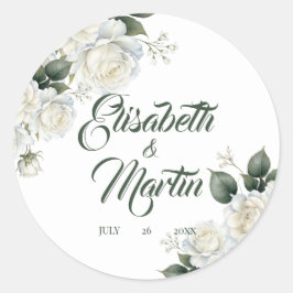 Adesivo Redondo Rosas Sage Floral Casamento