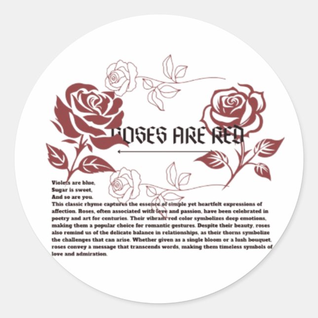 Adesivo Redondo Rosas são vermelhos (Frente)
