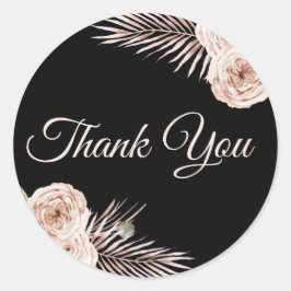 Adesivo Redondo Rosas tropicais Obrigado