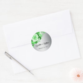 Adesivo Redondo Rosas Verdes Elegance Wedding