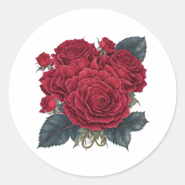 Adesivo Redondo rosas vermelhas (Frente)
