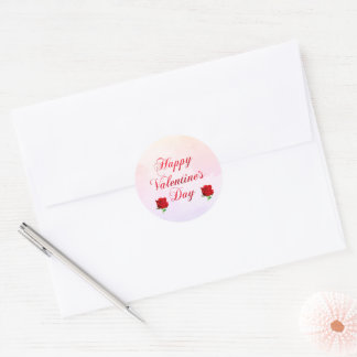 Adesivo Redondo Rosas vermelhas de pasta suave feliz dia de os nam