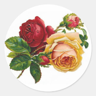 Adesivo Redondo Rosas Vermelhas e Amarelas