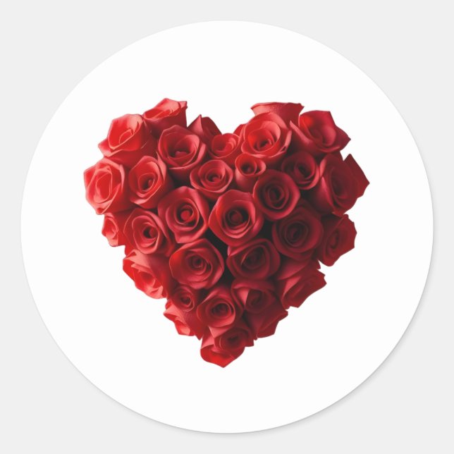 Adesivo Redondo Rosas Vermelhas em Forma de Coração- (Frente)
