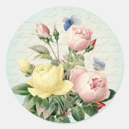 Adesivo Redondo Rosas vintage, cinta floral e autocolante feminino