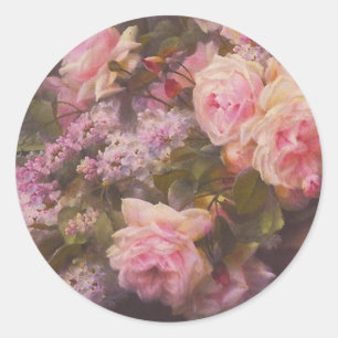 Adesivo Redondo Rosas Vitorianos e Lilases