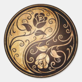 Adesivo Redondo Rosas Yin Yang resistentes
