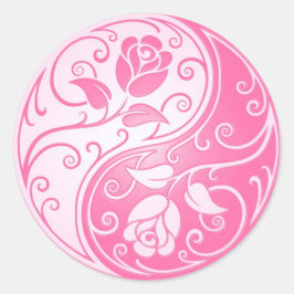 Adesivo Redondo Rosas Yin Yang, rosa