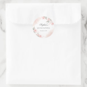 Adesivo Redondo Rose Blush Rosa Quinceanera
