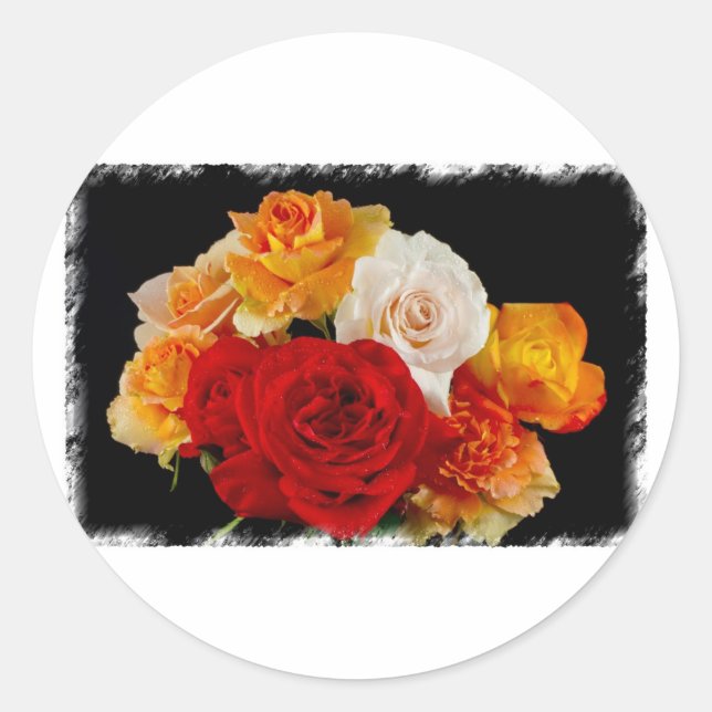 Adesivo Redondo Rose Bouquet (Frente)