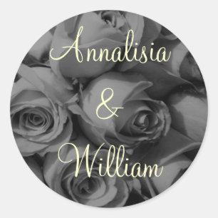 Adesivo Redondo "Rose Bouquet In Black & White" (1)