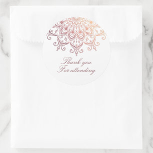 Adesivo Redondo Rose Gold Mandala Agradecimento