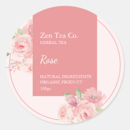 Adesivo Redondo Rose Herbal Tea Business Label