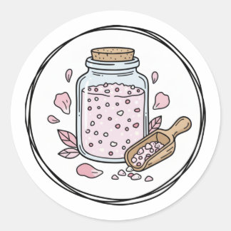 Adesivo Redondo Rose Petal Bath Soak Label Illustration | Floral